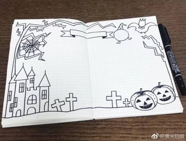 万圣节主题手帐模板这样画最简单!