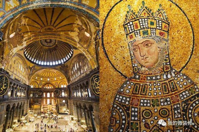 圣索菲亚大教堂内部镶嵌画是用片状小瓷砖拼成/ 这里并不是指影像