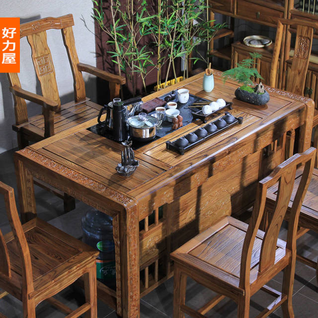 红木实木功夫茶桌和茶具,喝茶自然,理想喝茶的工具