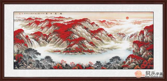 沙发背景墙挂画 李林宏山水画作品《万山红遍》作品来源:易从网