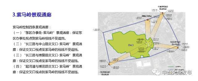 东区金字山控制为一条直线景观通廊,直达金钟水库,保证两者视线联系