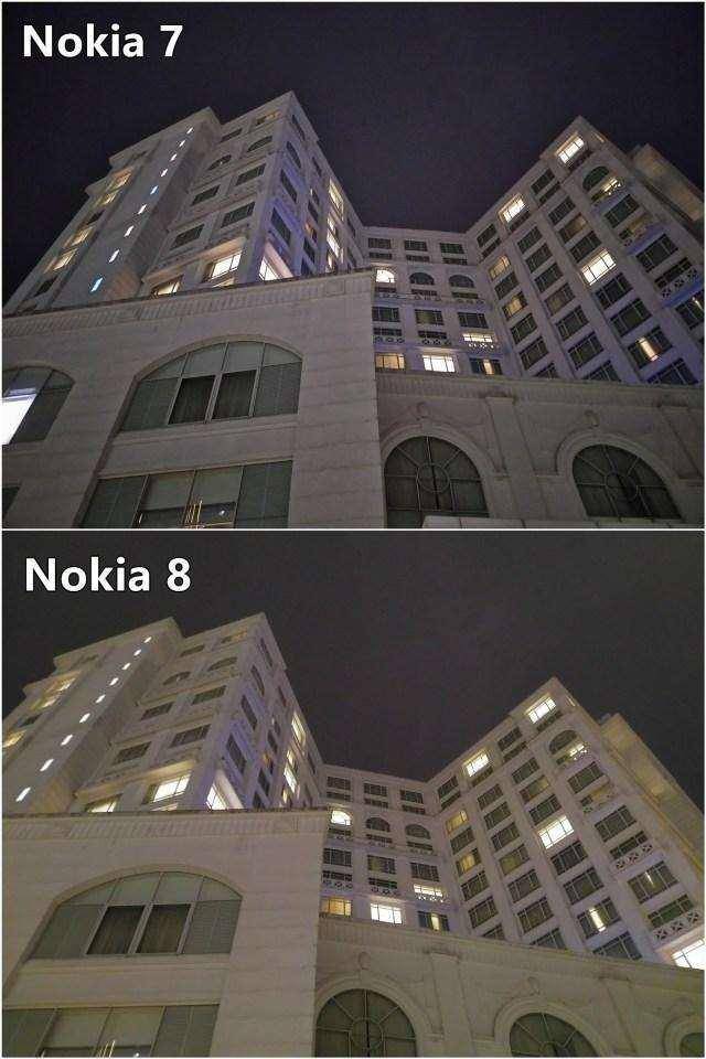 诺基亚7和诺基亚8在低光源下拍照效果的差距大吗？