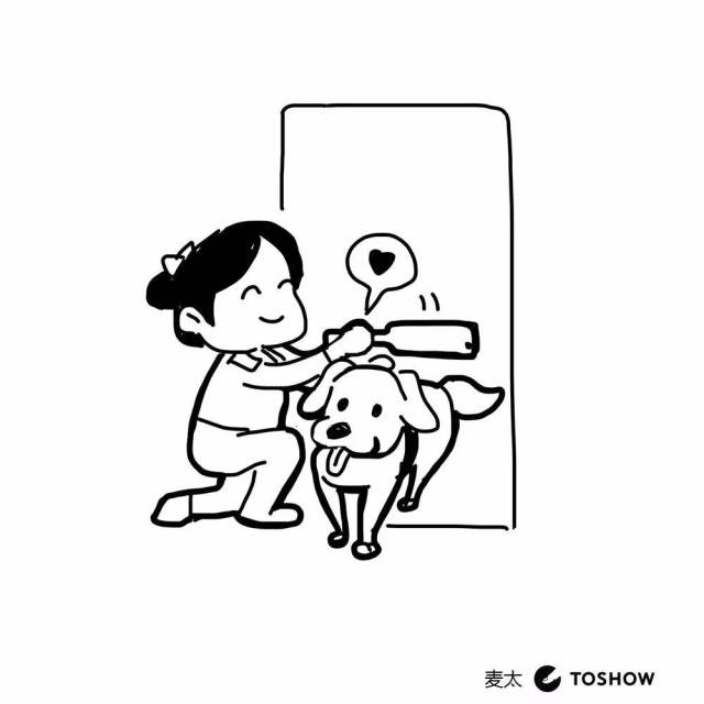 一组手绘漫画,记录导盲犬的进站乘车旅程