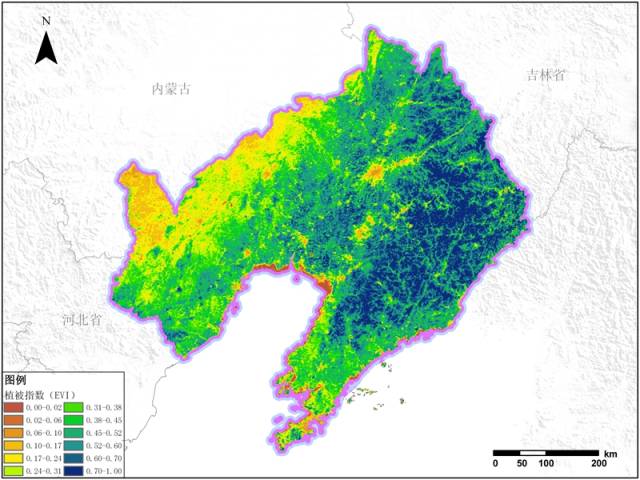 辽宁省增强型植被指数evi