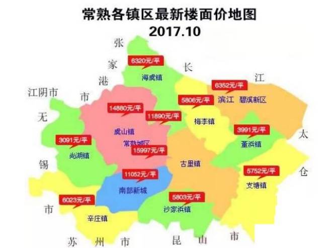 一张图看清常熟各区域最新楼面价地块