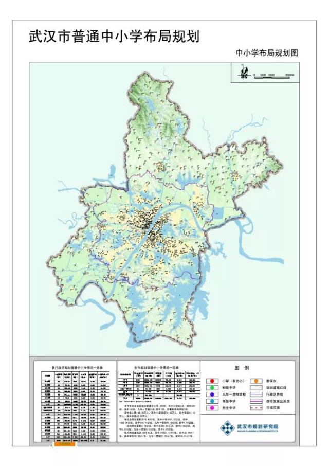 中, 武汉规划布局中小学1285所, 总用地面积为35