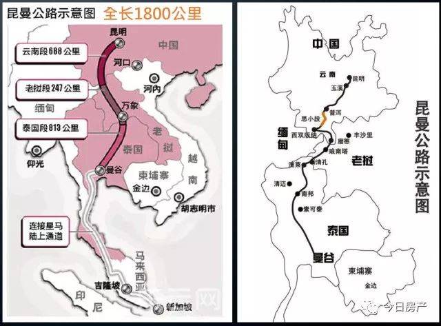 昆曼公路,这是一条跨国公路,从中国昆明直到泰国曼谷.