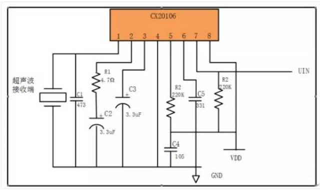 超声波接收电路     给出了超声测距模块的电路.