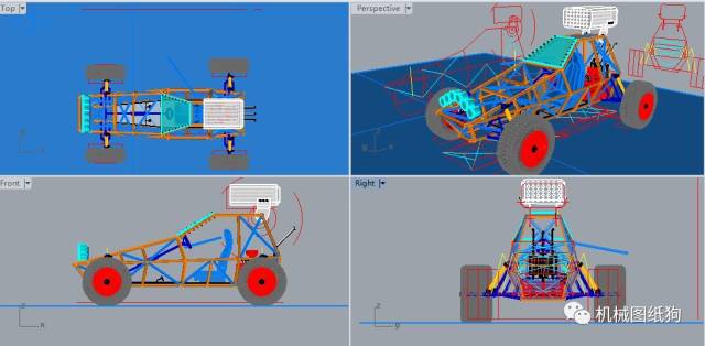 【卡丁赛车】轻型钢管越野车3d图纸 rhino设计 3dm格式