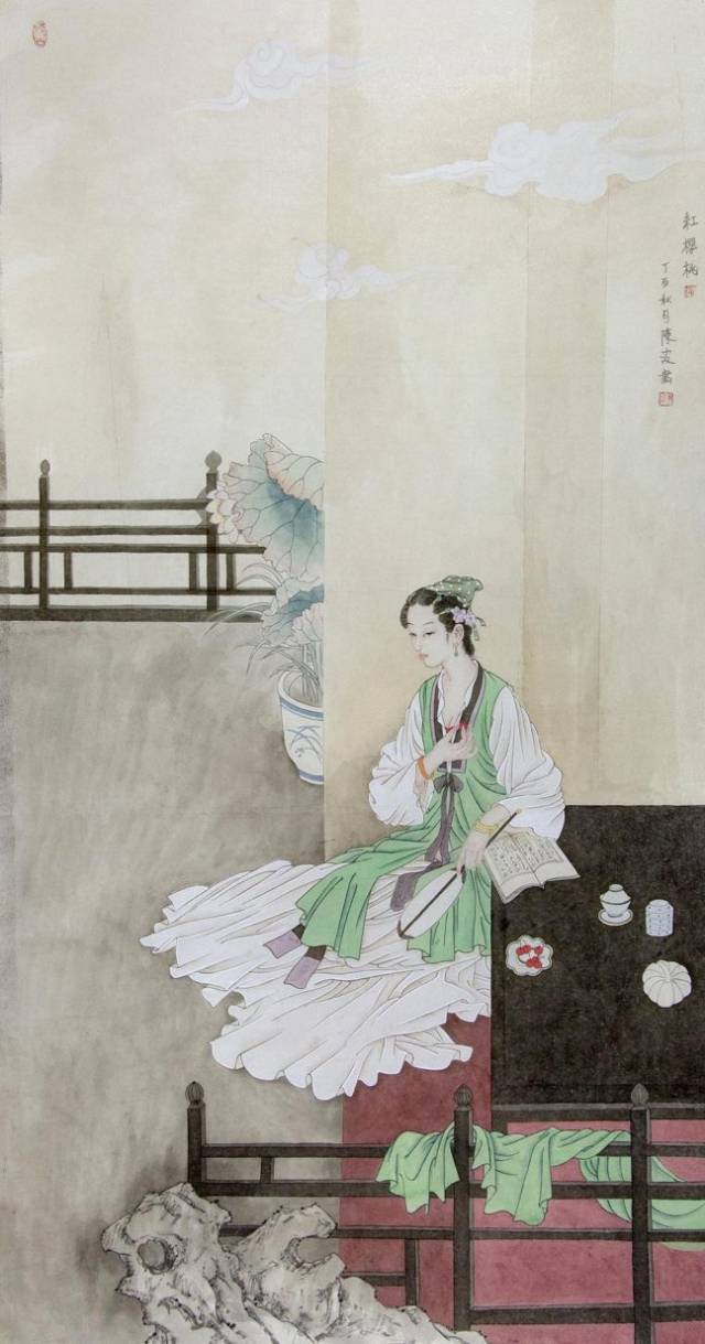 陈波国画仕女图作品赏析:高洁静雅总关情