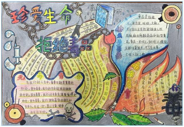 揭阳空港经济区"无毒青春 健康生活"青少年禁毒手抄报