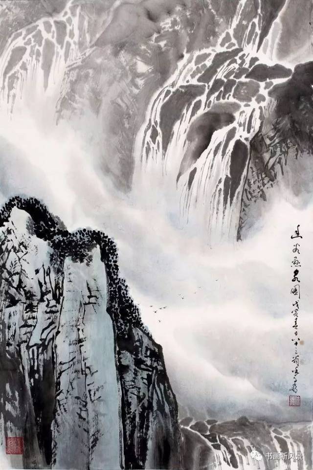 高山上流云,这位画家画得太壮观啦!