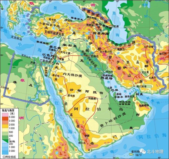 中东地区地形