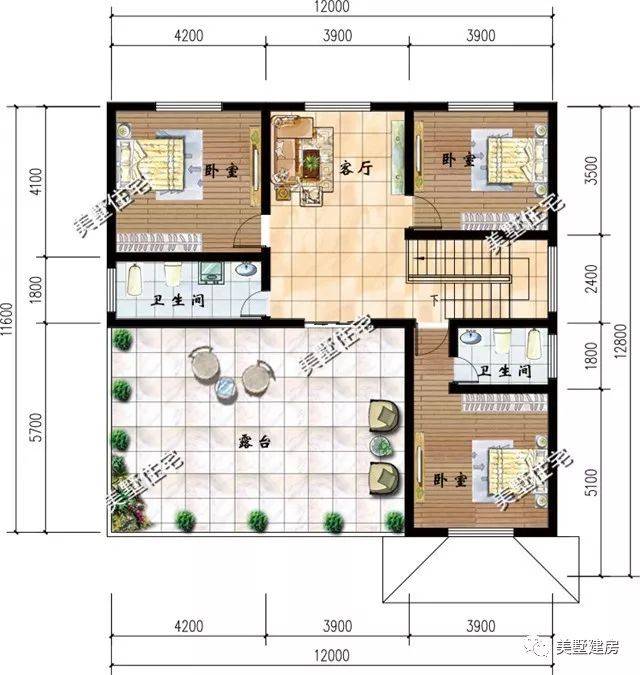 12x12米三层自建房别墅,看了这套图纸你还想在城里买房么!