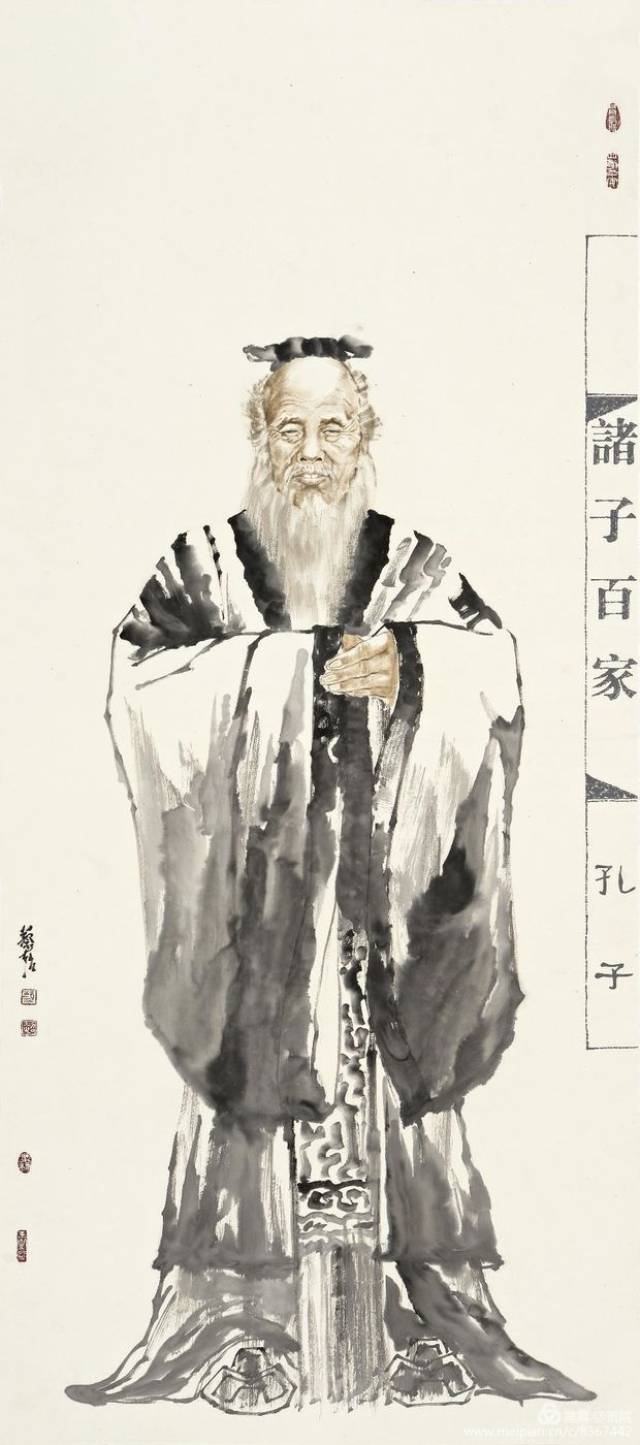 这是人物画中的儒道释画的儒 蔡超兄作品(诸子百家图/孔子)