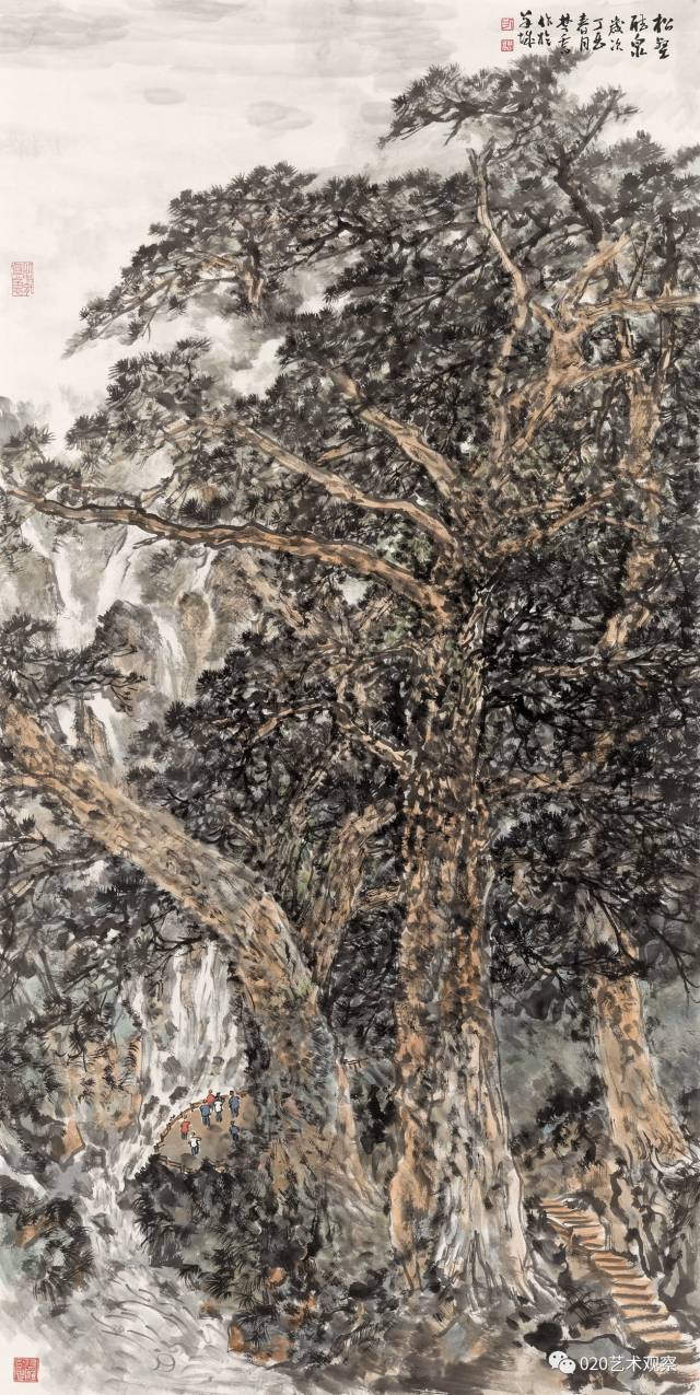 方楚乔 松壑听泉 138.5×69.5cm
