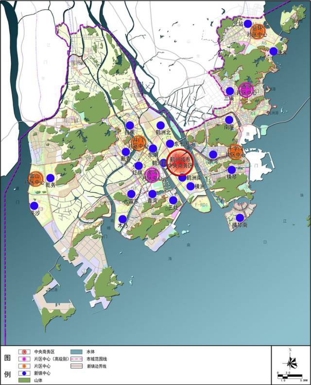 图三:珠海城市中心体系规划图 图三为珠海市住房和城乡规划建设信息