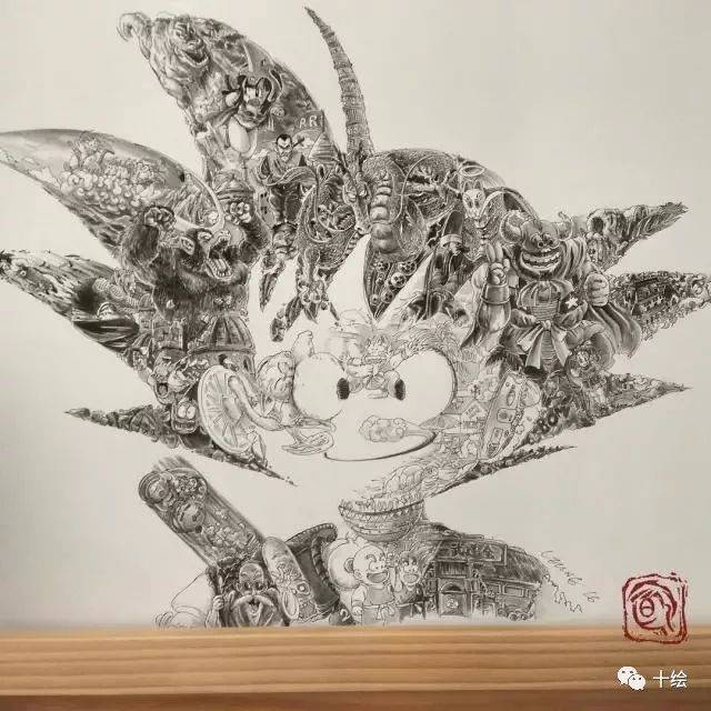 艺术·丧心病狂的"画中画",他靠两张画,火爆了龙珠和海贼王圈子