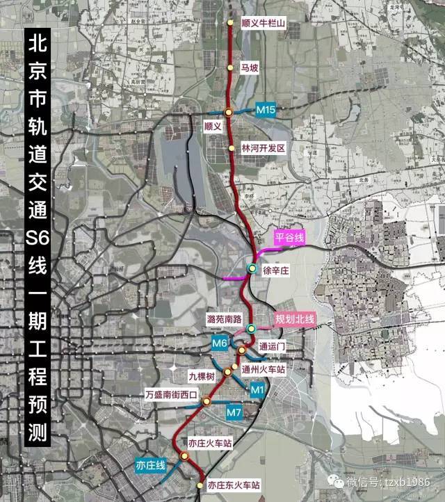 城际铁路联络线与s6单独存在!通州将增两条纵向轨道交通!