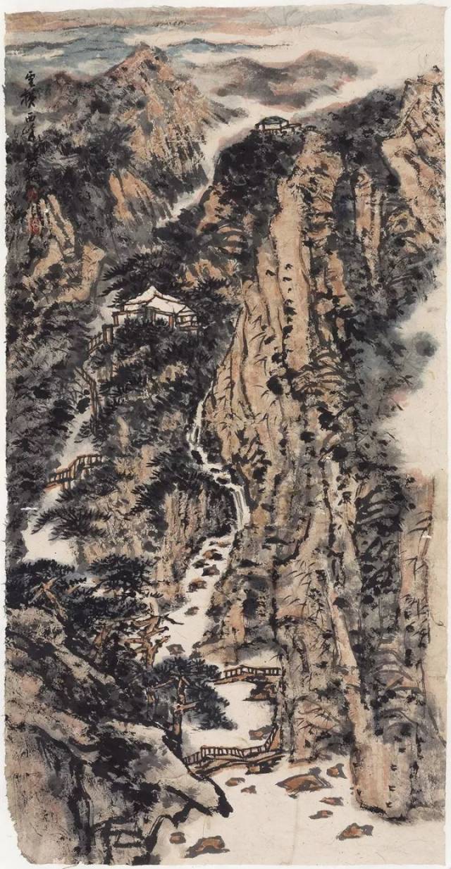 买鸿钧《云横西峰》136×68cm