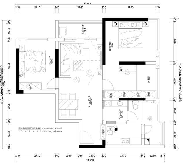 85平米三室俩厅,简约实用的北欧风格,雅美居装饰张工作品