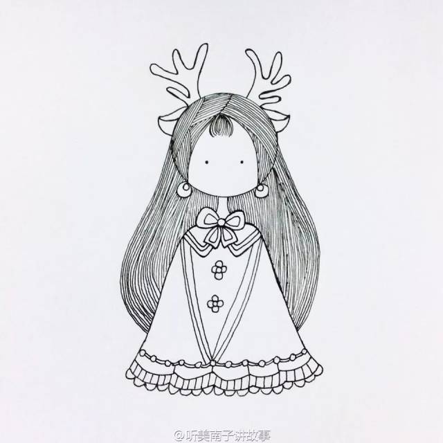 简笔画教程 | 简笔画女孩麋鹿少女