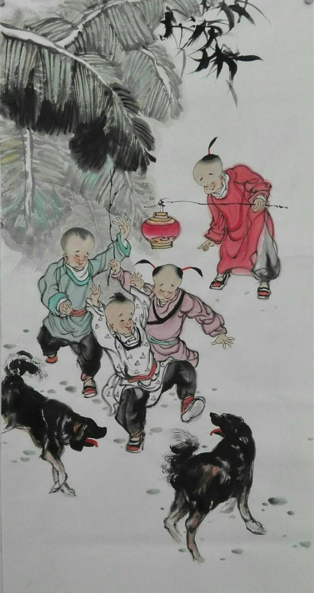 中国画童趣系列作品选自幼师从著名人物画家张铁军先生,1976年在解放