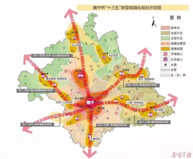 南宁市总体规划图2030,南宁市最新规划图 而根据《北部湾城市群发展规划》 到2030年南宁市将建设成为特大城市