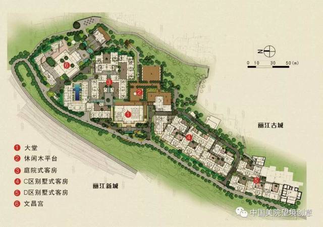 大研安缦酒店项目位于丽江古城背后的狮子山上.