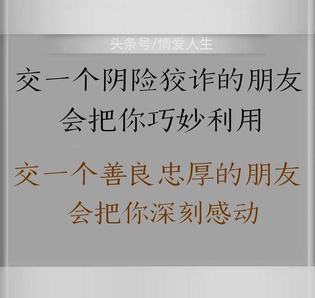 阴险狡诈的人,把你利用;善良忠厚的人,把你感动.