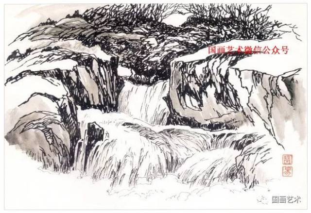 图文教程:溪流泉瀑的各种画法