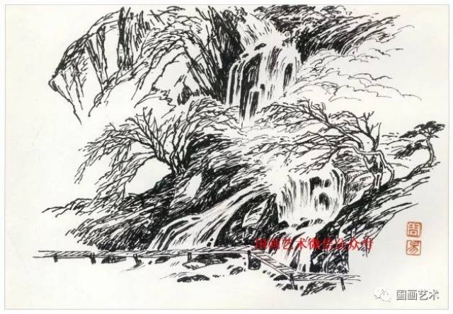 图文教程:溪流泉瀑的各种画法