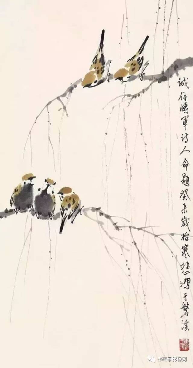 徐悲鸿《喜鹊登枝》 当今要说画麻雀,当数著名画家孙其峰老先生.