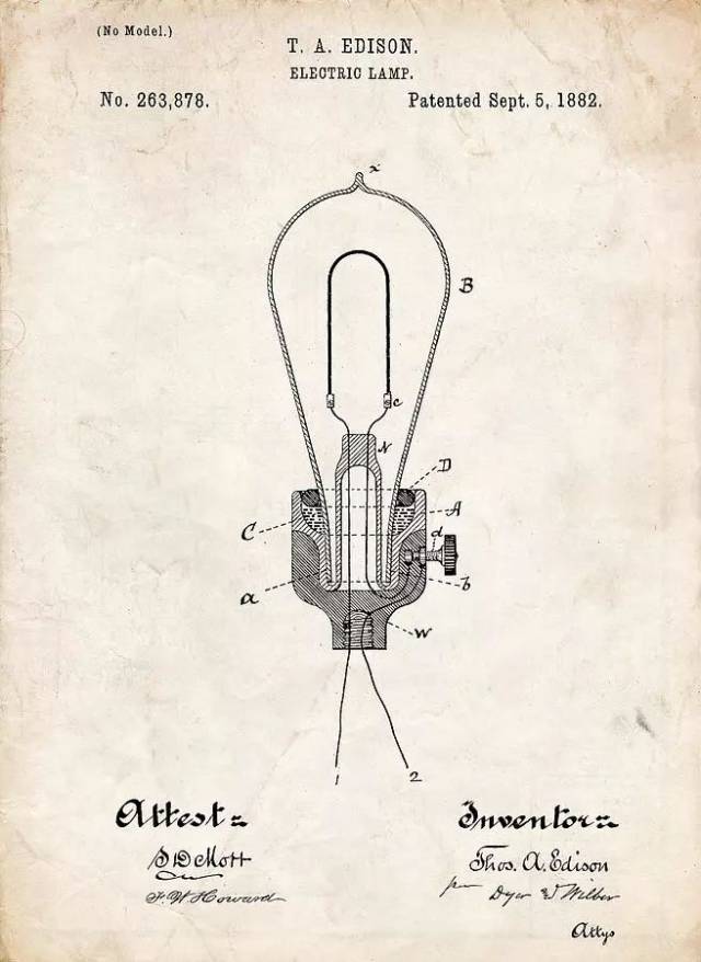 索耶拿到了美国第一个白炽灯专利 爱迪生上诉了6年之久终于在1889年才