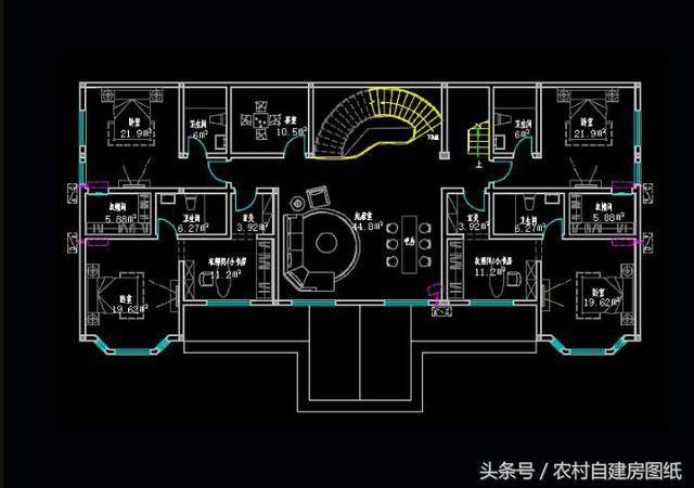 24x12米兄弟双拼别墅,一层公用,二层为套房,三层阁楼