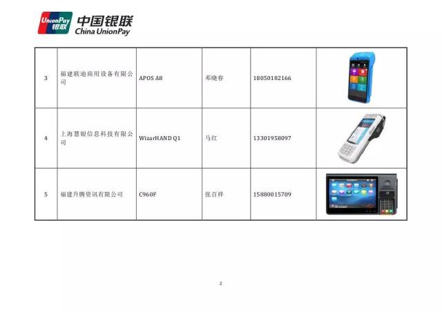 11.22银联更新通过检测的银联卡智能受理终端应用（云pos）产品列表