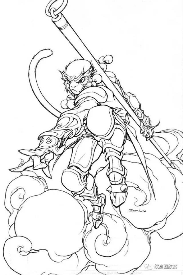 孙悟空帅气简笔画,悟空简笔画,悟空图片简笔画_大山谷图库