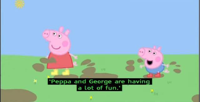 (2)peppa and george are having   lot of fun!