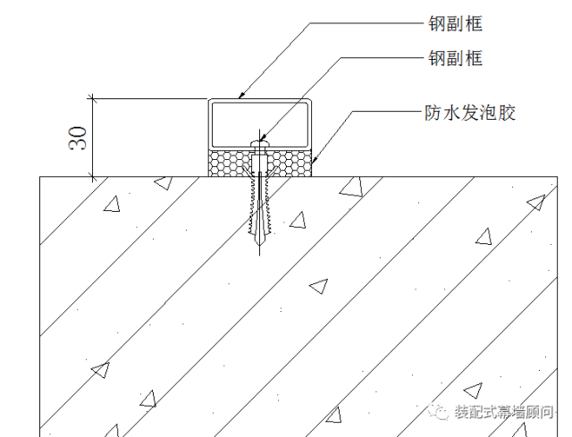 钢副框安装检验合格后,组织将钢副框与洞口之间的间隙满打发泡型密封