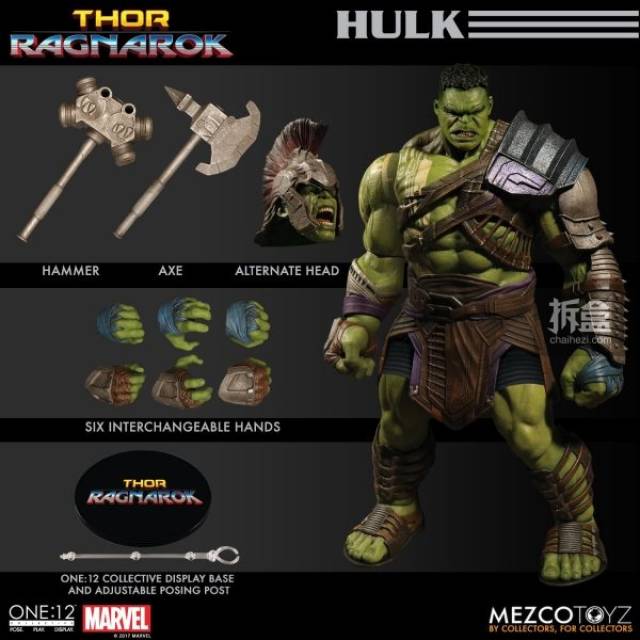 mezco one:12《雷神3:诸神黄昏》绿巨人浩克 hulk 1:12可动人偶