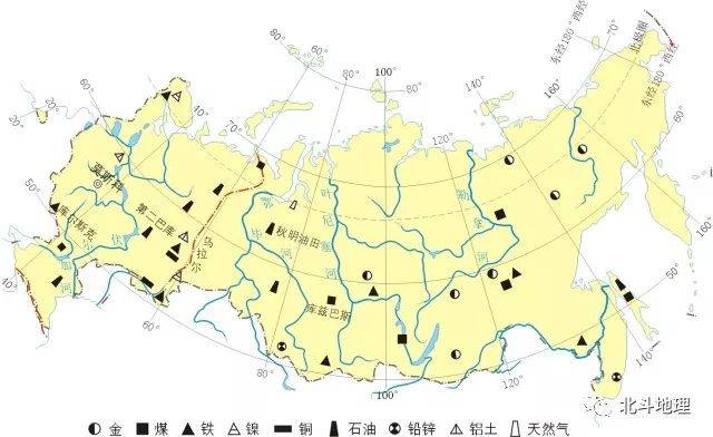 主要著名矿产地有库尔斯克铁矿,库兹巴斯煤矿,第二巴库和秋明油田. 8.