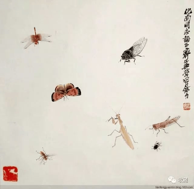 齐白石第三代弟子,白石传人-汤发周趣谈:齐白石与齐子如的"工虫"精品!