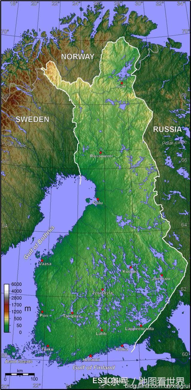 芬兰地形图 2017年12月6日是芬兰共和国的第100个国庆日.