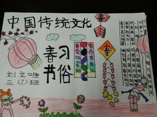 传统文化伴我成长 ——三年级举办中华传统文化手抄报