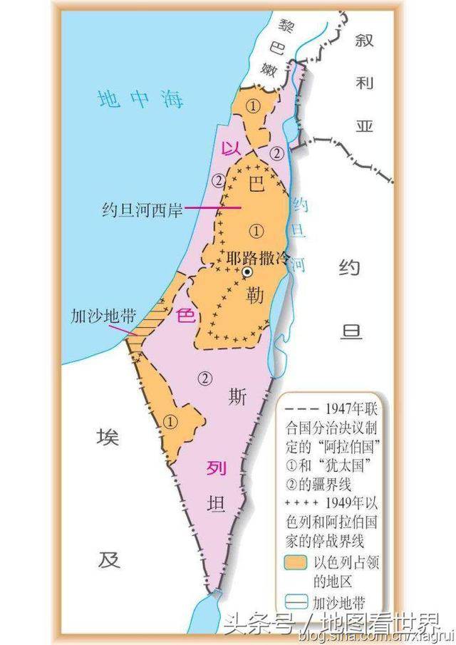 巴勒斯坦地区地图 耶路撒冷位置图