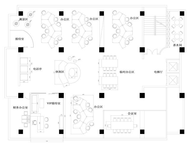 主要为员工提供一个相对轻松的休息空间,其中还包括一个临时办公区和