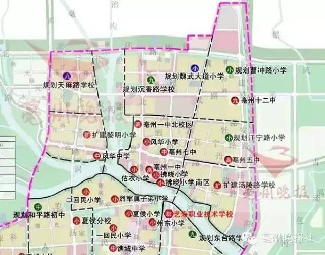 (亳州近期中小学布点规划图) 附:亳州市中心城区远期(2030)教育布点