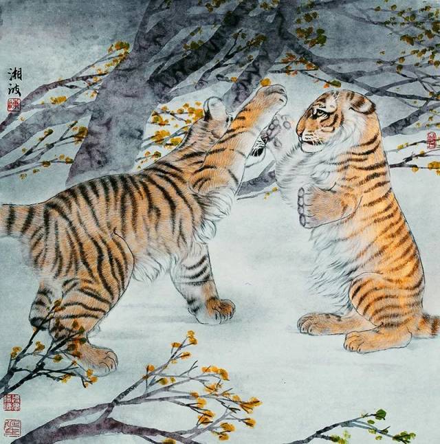 《虎虎生威》,纸本设色,66×65cm 估 价: 1万-16万rmb 成交价 : 13.