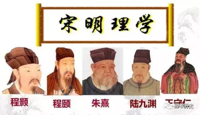 理学代表人物 北宋-程颢,程颐;南宋-朱熹,陆九渊;明朝-王守仁(王阳明