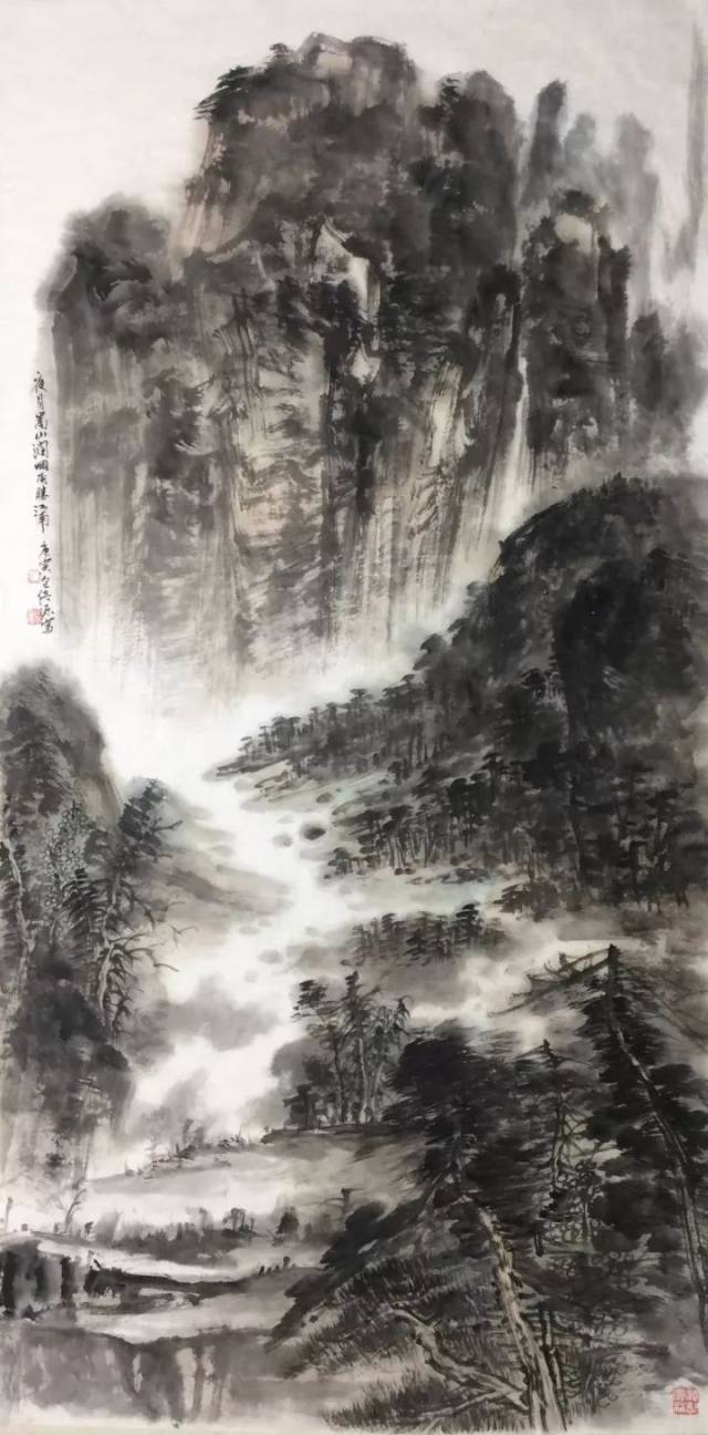 夜月嵩山润,烟雨胜江南 139x70cm